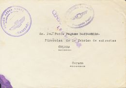 Sobre . 1939. LEON A CELRA (GERONA). Marcas REGION AEREA NORTE / AERODROMO DE LEON / SANIDAD Y AERODROMO DE LEON / FRANQ - Otros & Sin Clasificación