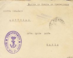 Sobre . (1938ca). FUENTERRABIA (GUIPUZCOA) A NAVIA. Marcas De Franquicia COMANDANCIA / ESTACION NAVAL DEL BIDASOA Y CORR - Autres & Non Classés