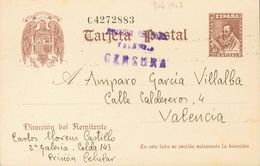 Sobre EP86. 1943. 20 Cts Castaño Sobre Tarjeta Entero Postal Correo Interior De VALENCIA, Escrita Por Un Preso Internado - Otros & Sin Clasificación