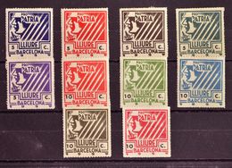 */(*). 1937. Diez Sellos De 5 Cts (5) Y 10 Cts (5). BARCELONA PRO PATRIA LLIURE, Incluyendo Un 5 Cts Violeta No Reseñado - Other & Unclassified