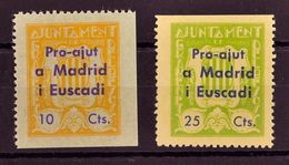 (*). 1937. Serie Completa. GRAMENET DEL BESOS (BARCELONA). PRO AJUT A MADRID I EUSCADI. MAGNIFICA. (Fesofi 6/7 Y Allepuz - Autres & Non Classés
