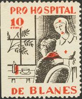 *. 1937. 10 Cts Negro Y Rojo. BLANES (GERONA). PRO HOSPITAL. MAGNIFICO. (Allepuz 3) - Otros & Sin Clasificación