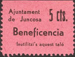 **. 1937. 5 Cts Negro Sobre Rosa. JUNCOSA (LERIDA). MAGNIFICO Y RARO. (Fesofi 6 Y Allepuz 6) - Otros & Sin Clasificación