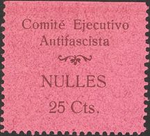 *. 1937. 25 Cts Negro Sobre Rosa. NULLES (TARRAGONA). COMITE EJECUTIVO ANTIFASCISTA. MAGNIFICO Y RARISIMO. (Fesofi 6 Y A - Otros & Sin Clasificación