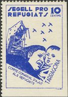 *. 1937. 10 Cts Azul. TARRAGONA. SEGELL PRO REFUGIATS. MAGNIFICO. (Allepuz 28) - Other & Unclassified