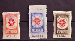 (*)/º. 1937. 25 Cts Naranja Y Rojo, 1 Pts Azul Y Rojo Y 5 Pts Castaño Y Rojo. VIZCAYA. FALANGE ESPAÑOLA. MAGNIFICOS Y RA - Other & Unclassified