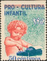 *. 1937. 50 Cts Azul, Verde Y Rojo (conservación Habitual). S.I.A. PRO CULTURA INFANTIL. BONITO. (Guillamón 1625, Doméne - Altri & Non Classificati