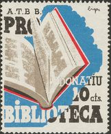 (*). 1937. 10 Cts Negro, Azul Y Rojo. A.T.B.B. PRO BIBLIOTECA. MAGNIFICO Y RARO. (Guillamón 2041, Doménech 1072) - Autres & Non Classés