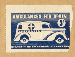 (*). (1938ca). 3 P Azul (defecto En El Margen Derecho Y Adherida En Una Cartulina). AMBULANCES FOR SPAIN, Del Spanish Re - Altri & Non Classificati