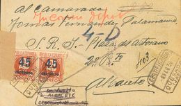 Sobre 744(2). 1938. 45 Cts Sobre 2 Pts Castaño, Dos Sellos. Brigadas Internacionales Certificado De QUESADA (JAEN) A ALB - Other & Unclassified