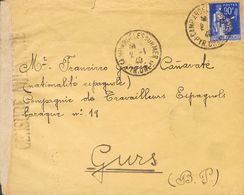 Sobre . 1940. 90 Cts Azul De Francia Con Sobrecarga "F". ARGELES SUR MER A GURS, Remitida Desde El Campo De Argeles Y Di - Altri & Non Classificati