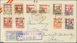 Sobre 1/10. 1937. Serie Completa. Certificado De LUGO A PARIS (FRANCIA). BONITA. - Autres & Non Classés