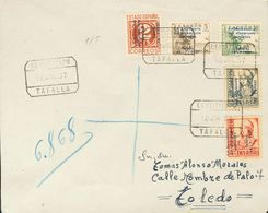 Sobre 1/5. 1937. Serie Completa. Certificado De TAFALLA A TOLEDO. Al Dorso Llegada. MAGNIFICA. - Otros & Sin Clasificación