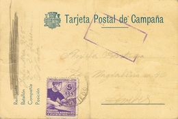 Sobre 2. 1937. 5 Cts Violeta. Tarjeta Postal De Campaña De NAVA A AVILES. MAGNIFICA. - Altri & Non Classificati