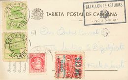 Sobre 8, 5(2). 1937. 25 Cts Sobre 5 Cts Rojo, 5 Cts Verde Amarillo, Dos Sellos Y 30 Cts Carmín. Tarjeta Postal De Campañ - Autres & Non Classés