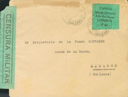 Sobre 1. 1939. 0'40 Pts Negro Sobre Verde. MAHON A MANACOR. Al Dorso Llegada. MAGNIFICA. - Sonstige & Ohne Zuordnung