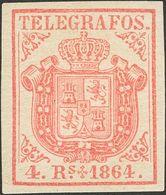 **2. 1864. 4 Reales Rosa. Enormes Márgenes Y Color Intenso. MAGNIFICO. Edifil 2019: 240 Euros - Otros & Sin Clasificación