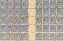 **53(20)+53(20). 1879. Dos Bloques De Veinte Del 25 Cts Azul Unidos Por Su Correspondiente INTERPANEL. MAGNIFICO Y RARO. - Otros & Sin Clasificación