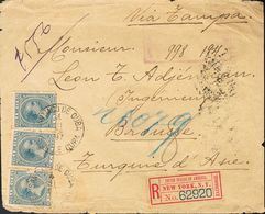 Sobre 149(3). 1897. 5 Ctvos Azul, Tres Sellos. Certificado De SANTIAGO DE CUBA A BURSA (TURQUIA), Circulada Vía Tampa Y  - Other & Unclassified