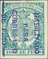 *43. 1898. 15 Cts Sobre 10 Cts Verde. SOBRECARGA DE ARRIBA HACIA ABAJO, En Violeta. MAGNIFICO Y NO RESEÑADO. - Autres & Non Classés