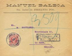 Sobre 102. 1902. 50 Cts Carmín Castaño. Certificado De SANTA ISABEL A LA HAYA (HOLANDA). Al Dorso Llegada. MAGNIFICA Y M - Other & Unclassified