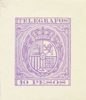 (*)36P. 1890. 10 Pesos Violeta Claro. PRUEBA DE PUNZON. MAGNIFICA Y MUY RARA. - Sonstige & Ohne Zuordnung