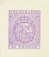 (*)36P. 1890. 10 Pesos Violeta Claro. PRUEBA DE PUNZON. MAGNIFICA Y MUY RARA. - Andere & Zonder Classificatie