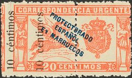 *66hdha. 1920. 10 Cts Sobre 20 Cts Rojo. DOS SOBRECARGAS IMPRESAS EN LA MITAD IZQUIERDA DEL SELLO. MAGNIFICO Y RARO. Edi - Sonstige & Ohne Zuordnung