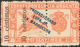 66hdha. 1920. 10 Cts Sobre 20 Cts Rojo. DOS SOBRECARGAS IMPRESAS EN LA MITAD IZQUIERDA DEL SELLO Y "Ñ" DE ESPAÑOL ROTA.  - Otros & Sin Clasificación