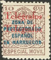 *34Ahh. 1935. 10 Cts Castaño. SOBRECARGA "TELEGRAFOS", Doble. MAGNIFICO. Edifil 2013: 170 Euros - Other & Unclassified