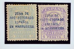 *6hcc, 10hcc. 1918. 5 Cts Azul Claro Y 1 Pts Violeta. CAMBIO DE COLOR EN LA SOBRECARGA, En Azul. MAGNIFICOS. Edifil 2013 - Autres & Non Classés