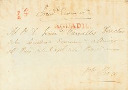 Sobre . (1849ca). AGUADILLA A SAN JUAN. Marca AGUADILLA, En Rojo (P.E.1) Edición 2004 Y Marca De Peso "3/4" (onzas), En  - Altri & Non Classificati