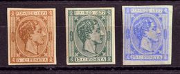 *13s, 15s, 16s. 1877. 5 Cts Castaño, 15 Cts Verde Y 25 Cts Ultramar. SIN DENTAR. MAGNIFICOS. Edifil 2019: 302 Euros - Other & Unclassified