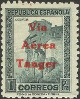 *138hcc. 1938. 1 Pts Pizarra. CAMBIO DE COLOR EN LA SOBRECARGA, En Rojo. MAGNIFICA Y RARA. Edifil 2013: 60 Euros - Otros & Sin Clasificación