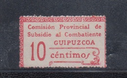 GUIPUZCOA.  EDIFIL 30 *.  10 CTS CARMÍN COMISIÓN PROVINCIAL DE SUBSIDIO AL COMBATIENTE. - Emisiones Nacionalistas