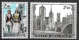 BELGIQUE     -  1971  .  Y&T N° 1593 / 1594 *.   Geants D' Ath, église, Monuments. - Unused Stamps