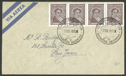 ARGENTINE ANTARCTICA: Cover Front Sent From ISLAS ORCADAS DEL SUR To San Juan On 7/FE/1952, Franked With Strip Of 4 10c. - Lettres & Documents