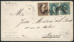 ARGENTINA: Cover Franked With GJ.36 + 50 Pair, Sent From Buenos Aires To Paris On 24/JN/1882 Via French Mail, With Sever - Covers & Documents