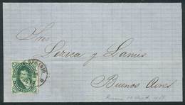 ARGENTINA: GJ.39, On A Folded Cover Sent From ROSARIO To Buenos Aires On 23/SE/1869, VF Quality! - Briefe U. Dokumente