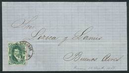 ARGENTINA: GJ.39, On A Folded Cover Sent From ROSARIO To Buenos Aires On 23/SE/1869, VF Quality! - Brieven En Documenten