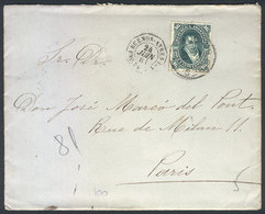 ARGENTINA: Cover Franked With GJ.50, Sent Via French Mail From Buenos Aires To Paris On 23/JUN/1881, With Several Transi - Lettres & Documents