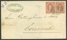 ARGENTINA: Circa 1864: Folded Cover From Buenos Aire To Corrientes, Franked With 2x 5c. Rivadavia 1st Or 2nd Printing, O - Briefe U. Dokumente