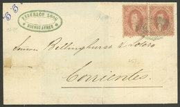 ARGENTINA: Circa 1864: Folded Cover From Buenos Aire To Corrientes, Franked With 2x 5c. Rivadavia 1st Or 2nd Printing, O - Lettres & Documents