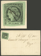 ARGENTINA: 16/MAR/1865: Mercedes - Goya, Entire Letter Franked By GJ.4 (yellow-green), Pen Cancelled, VF Quality - Brieven En Documenten