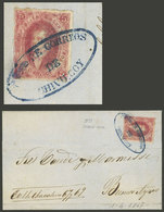 ARGENTINA: 1/AP/1867: Chivilcoy - Buenos Aires, Folded Cover Franked With 5c. Rivadavia 4th Printing With PARTIAL DOUBLE - Lettres & Documents