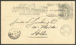 ARGENTINA: 4c. Lettercard Sent To Buenos Aires On 20/FE/1884, With Datestamp Of MARTÍN GARCÍA (Buenos Aires), VF Quality - Brieven En Documenten