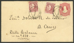 ARGENTINA: 8c. Stationery Envelope Sent From Córdoba To Buenos Aires On 22/AP/1890, Franked 2x 5c. Rivadavia Small Head  - Briefe U. Dokumente