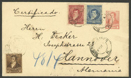ARGENTINA: Registered 5c. Stationery Envelope Sent From Buenos Aires To Hannover On 14/NO/1893, Franked With 1c. Rivadav - Briefe U. Dokumente