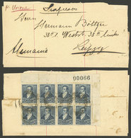 ARGENTINA: Circa 1894: Wrapper Sent To Leipzig (Germany) With Spectacular Corner Block Of 8 Of ½c. Rivadavia Perf 12¼ (t - Briefe U. Dokumente