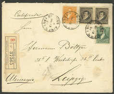 ARGENTINA: Registered Cover Sent From Buenos Aires To Leipzig (Germany) On 13/MAR/1896, Franked With 53c., VF Quality - Lettres & Documents